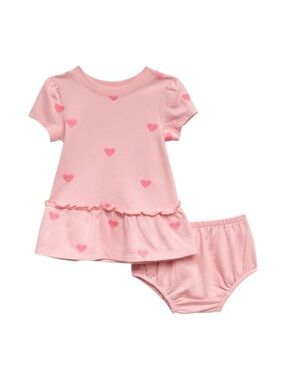 Splendid baby girl pink heart dress and bloomer set